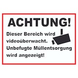 thumbnail of Achtung Videoüberwachung Unbefugte Müllentsorgung wird angezeigt Schild