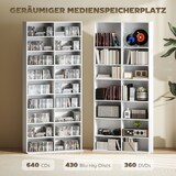 thumbnail of Medienregal Holz Weiß 78,5x24x175 cm, verstellbares Regal für CDs, DVDs und Blu-rays