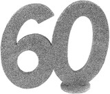 thumbnail of 60. Geburtstag silber glitzer Tischdekoration 11x 10 cm Zahl 60