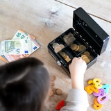 thumbnail of HMF Geldkassette abschließbar, Kasse mit Münzeinsatz, 6 Münzfächer, 15 x 12 x 8 cm, Schwarz