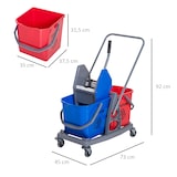 thumbnail of Carro de Limpieza Profesional Carro de Fregado de Metal con 2 Cubos de 25 Litros Extraíbles Escurridor Prensa Manual y 4 Ruedas 73x45x92 cm