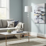 thumbnail of Relaxdays Stehlampe, Stoffschirm, Metall, E27, HxD: 155 x 35,5 cm, Kristall-Design, Standleuchte Wohnzimmer, silber/weiß