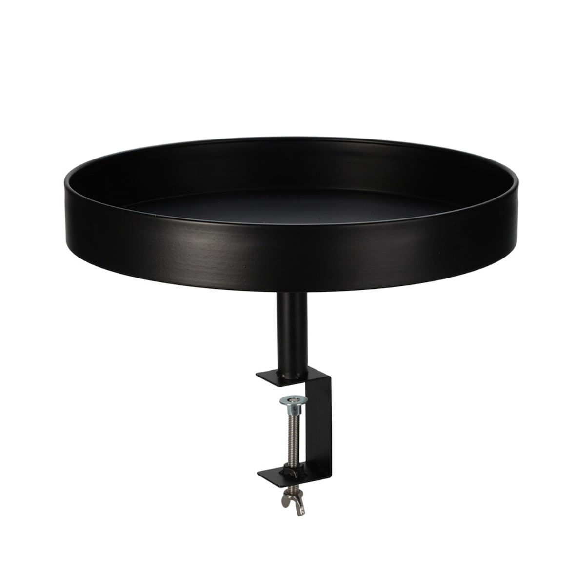 WellHome - Rundes Tablett aus schwarz lackiertem Metall Ø 36cm