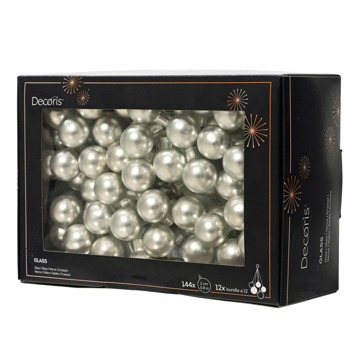 144 Weihnachtskugeln am Draht Glas 2cm mini Spiegelbeeren zum Basteln silber matt