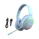 thumbnail of S&N Auscultadores sem fios Bluetooth, auscultadores, auscultadores com som surround, estéreo, USB, com luz, para PC, L800 (azul)