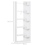thumbnail of HOMCOM   Estante de 6 Níveis Estante Vertical de Forma Irregular Sistema Anti-tombamento de Design Moderno 60x21x162,5 cm Branco