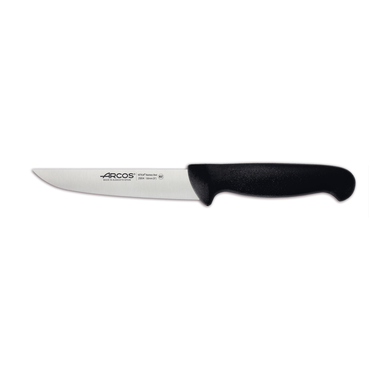 Arcos Cuchillo Cocina, Hoja de Acero Inoxidable NITRUM de 130 mm, Mango inyectado en Polipropileno, Color negro