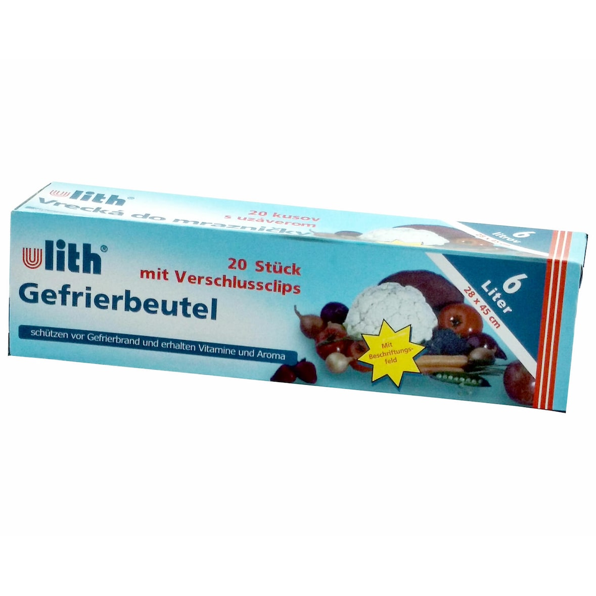 80x ULITH Gefrierbeutel mit Verschlussclips 28 x 45 cm 6 Liter