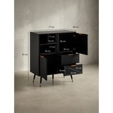 thumbnail of Sideboard 77x97x40 cm Anrichte Schwarz mit Eiche-Dekor, Kommode mit Türen und Schubladen, Kommodenschrank Flurschrank mit Regal Modern, Standschrank