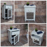 thumbnail of Kommode HWC-K83, Schrank Schubladenschrank, Holz 55x39,5x28,5cm ~ grau, Polyrattan dunkelgrau