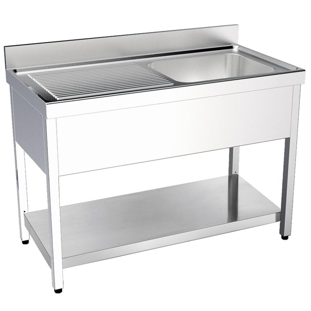 EURAST - Lavandino con struttura 1 scola, 1 vasca 400x400x200 con piano - 1000x550x850 mm - 2135I001