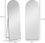 thumbnail of Ganzkörperspiegel Standspiegel Wandspiegel 50x150x4 cm Schwarz mit Bogenform Splitterschutzfolie vielseitig stellbar für Schlaf und Wohnraum