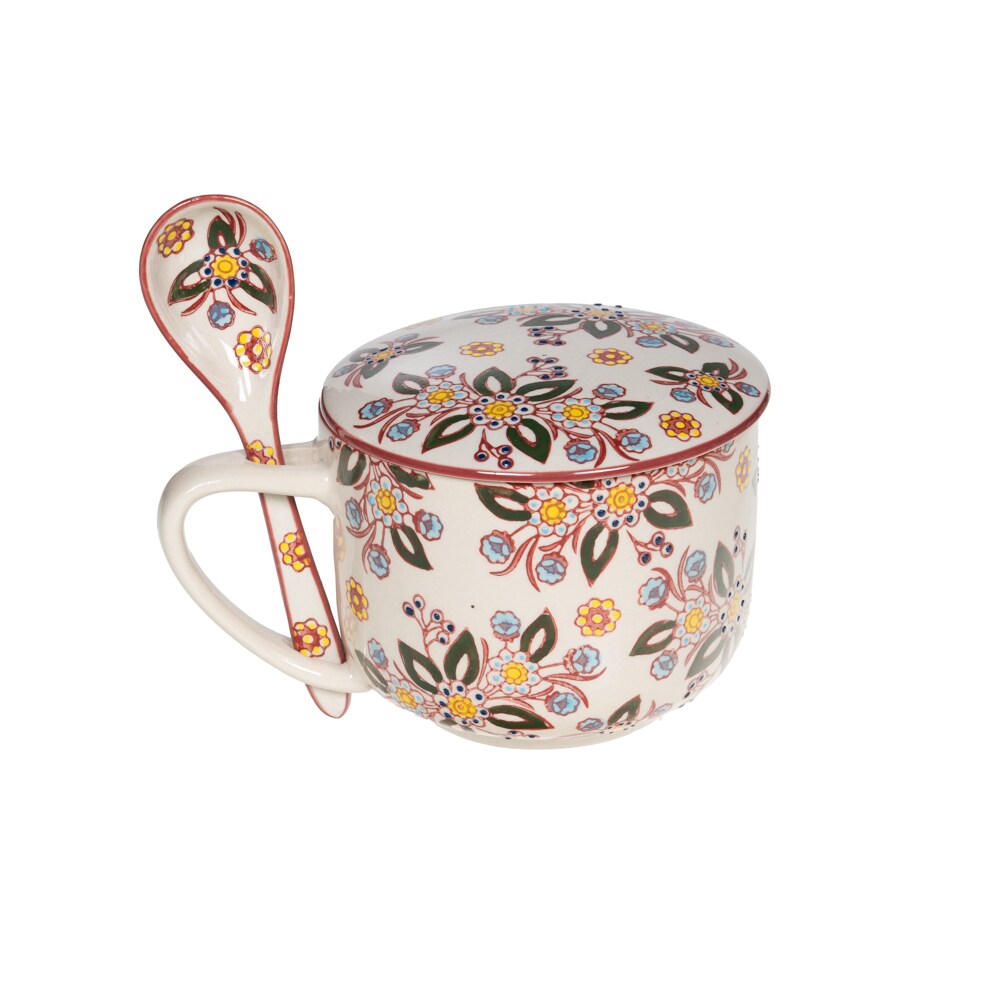 Bol à soupe avec cuillère Siena 55 cl -  55.00 cl Multicolore Rond Grès Table Passion 13.00x13.00 cm