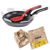 thumbnail of STONELINE Made in Germany 6tlg. Pfannen-Set 24/28cm m. Magnet-Griff, inkl. Wender und Vliespfannenschutz