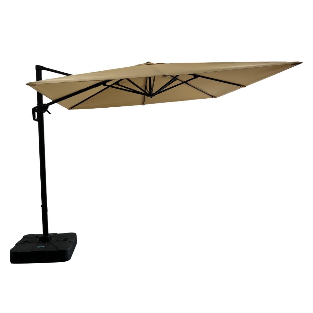Gastro Ampelschirm Rome Beige, quadratisch, 3 × 3 m, 8 Streben, 210 g/m² Polyester, wasserabweisend, höhenverstellbar, 360° drehbar, ohne Volant