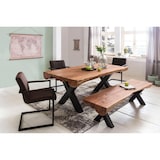 thumbnail of Esszimmertisch 200 x 100 x 77 cm Akazie Landhaus-Stil Voll-Holz, Design Esstisch rechteckig, Tisch für Esszimmer Baumstamm, Küchentisch 8