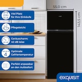 thumbnail of Exquisit Kühl-Gefrierkombination, Kühlschrank mit Gefrierfach, 4-Sterne-Gefrieren, 206 Liter, KGC5270-45-010E schwarz