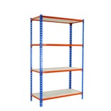 thumbnail of Maderclick schraubenloses Metallregal 4 Böden. Farbe blau/orange/holz 1500x1200x400 mm