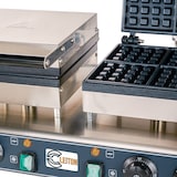 thumbnail of Cleiton® Gofrera Profesional Doble Eléctrica de Sobremesa en acero inoxidable de 55x36 cm | Placas de Hierro Fundido -  8 Gofres cuadrados - 3200 W