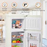 thumbnail of Retro Kühlschrank Gefrierkombination 60L Volumen 22L Gefrierfach Zweitürig Cremeweiß 86x45x42 cm 7 Temperatureinstellungen 102 kWh/Jahr