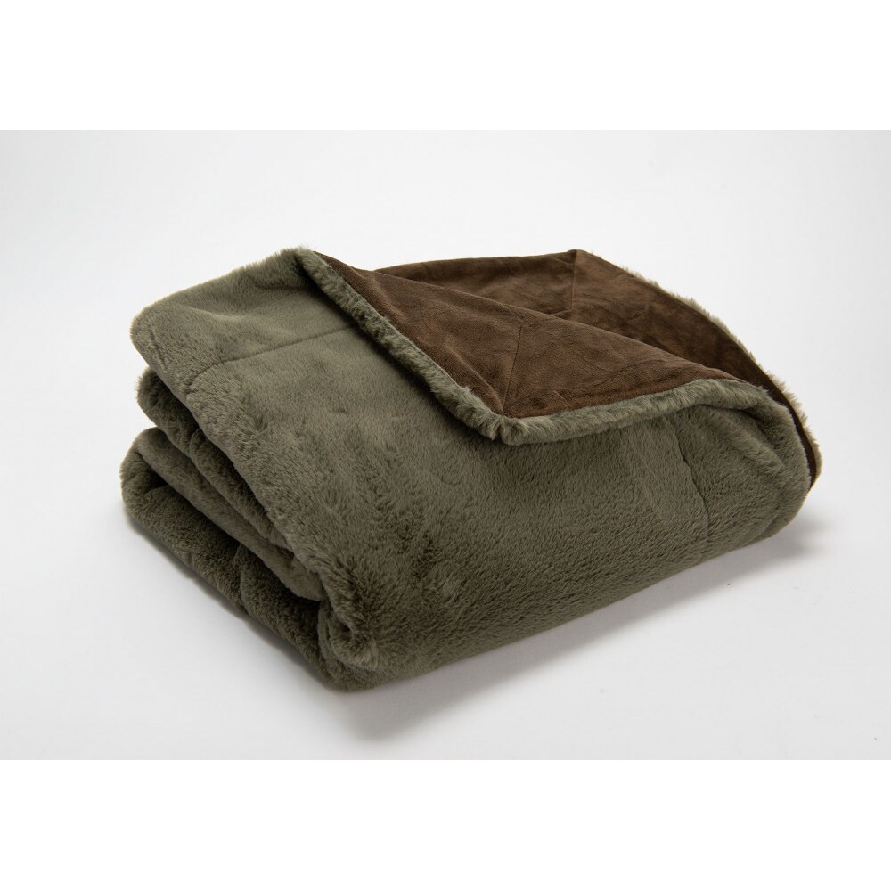 Plaid Luxe khaki 130x170 - Grün Rechteck Polyester Amadeus 170x130 cm