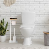 thumbnail of Relaxdays WC Garnitur, Bambus, Eisen, freistehender Klopapierhalter, Toilettenbürste mit Bürstenhalter, weiß/natur