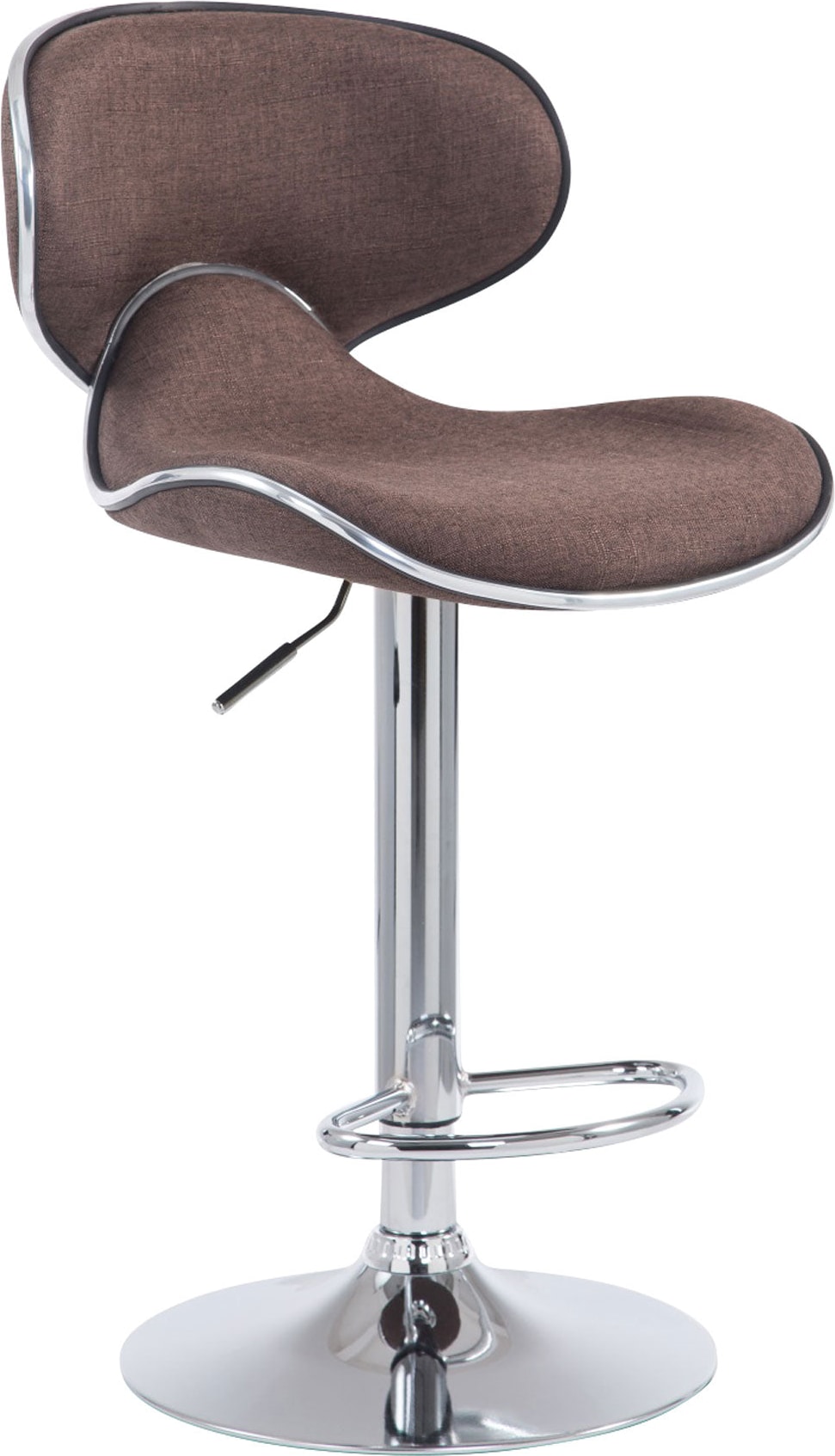 Décoshop26 - Moderner drehbarer Barhocker x1 in braunem Stoff mit verchromtem Metallgestell 10_0005077