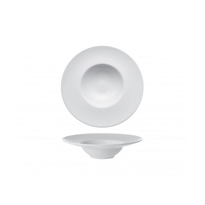Monaco witte pastakom/bord 25 cm binnendiameter 12 cm steengoed M1934 verpakking van 6