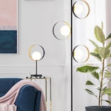 thumbnail of Piantana Contemporaneo Orbitale Acciaio Nero Vetro Oro 1 Luce G9