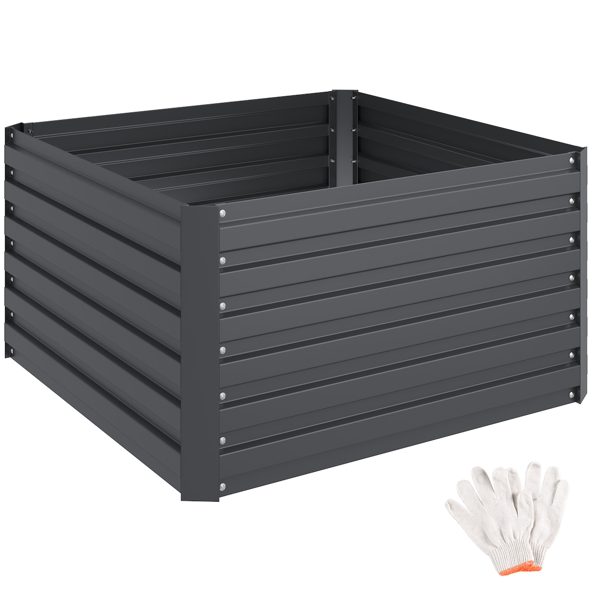 tectake Hoge plantenbak Blomma, 540l, verzinkt, 100x100x56cm - antraciet - 405624