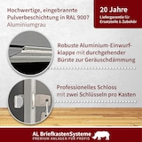 thumbnail of AL Briefkastensysteme 2 Fächer Premium Wand Briefkasten Anlage A4, in RAL 9007 Aluminium Grau  und wetterfest, Artikelnummer: 331P2EA1P9007