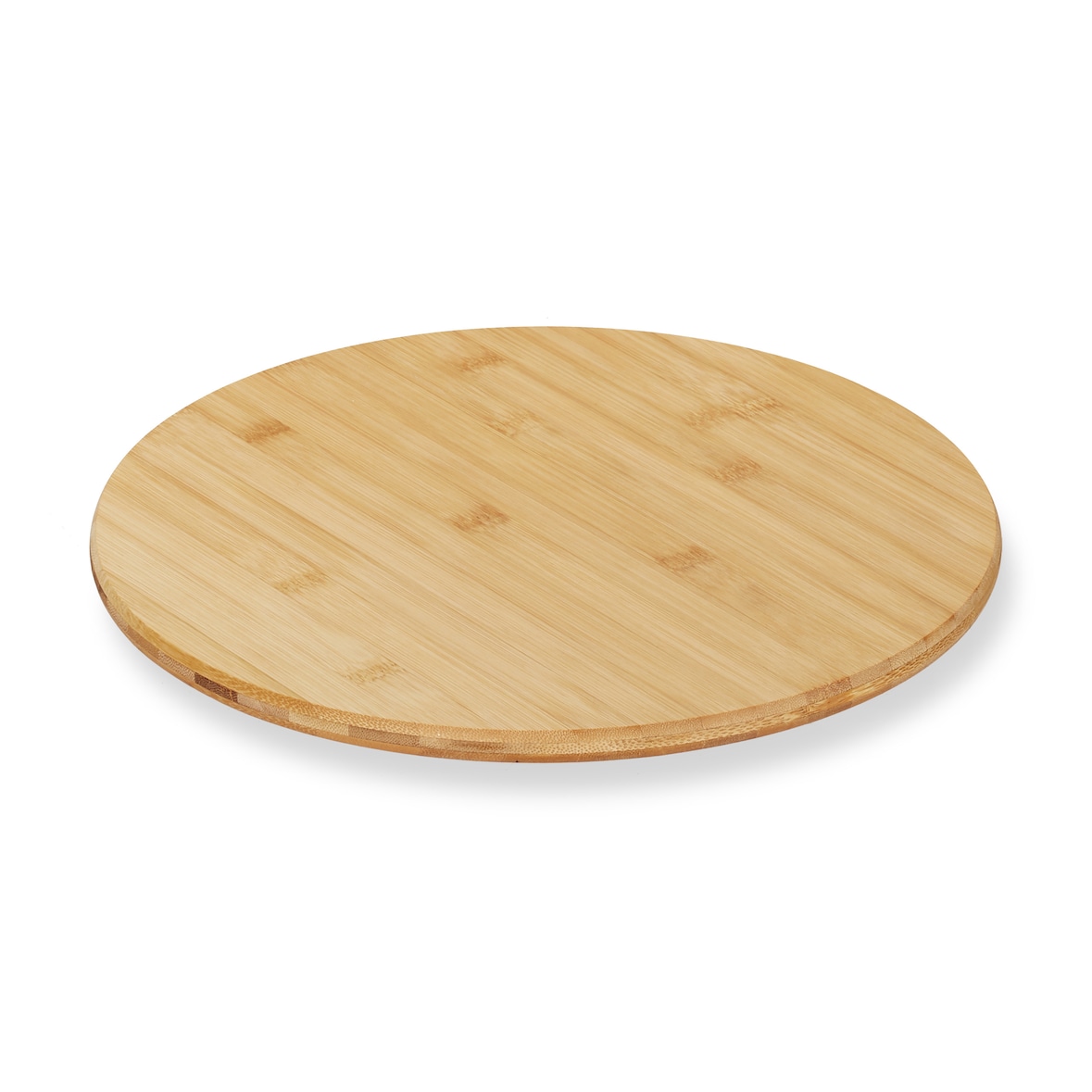 Relaxdays Drehteller, rund, 360° drehend, zum Servieren, Gewürze, Öl, Marmelade, Käse, Ø 32 cm, Bambus Drehplatte, natur