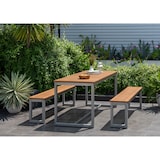 thumbnail of METRO PROFESSIONAL Bierzeltgarnitur 3-tlg. Lynx, Alu/Eukalyptusholz, 1 Biertisch 161 x 70 cm, 2 Bierbänke 147 x 30 cm, silber