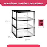 thumbnail of COM-FORT HOUSE | Cajonera Apilable de Plástico | Modelo Transparente | Color Negro | Modelo de 3 Cajones