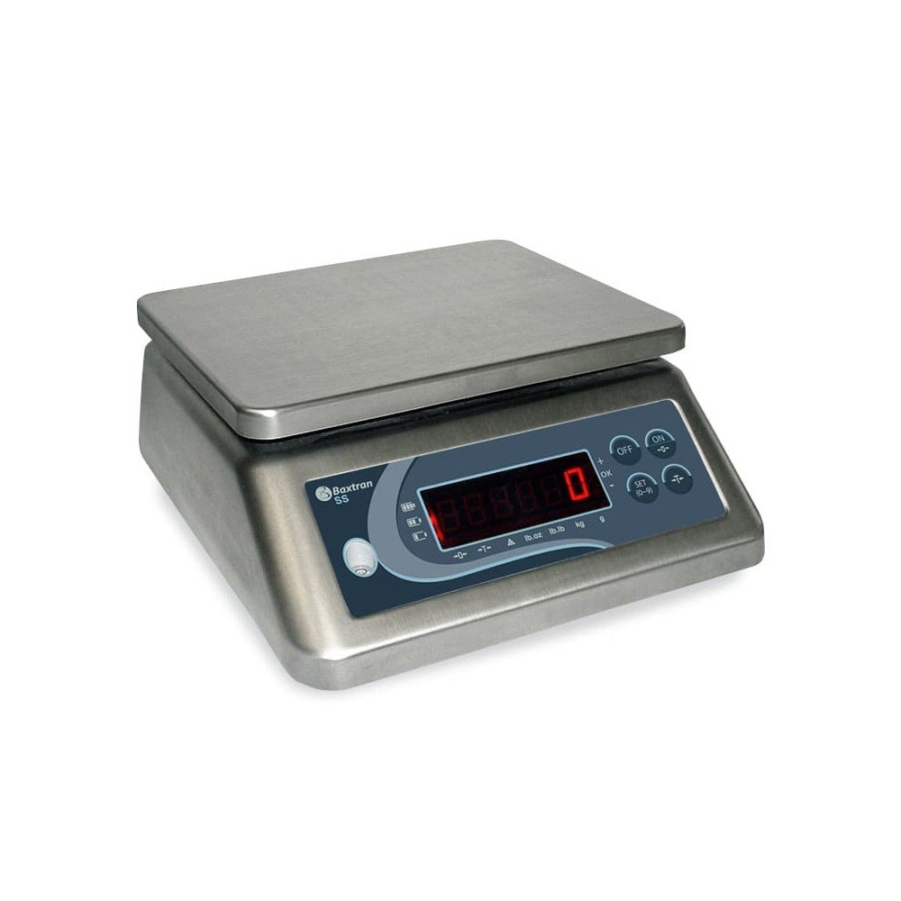 Balanza SS 30Kg IP67 Plato 23x19cm Acero Inoxidable Doble Pantalla LED Ideal para Cocina Profesional Pescaderías y Catering
