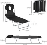 thumbnail of Tumbona Reclinable y Plegable de Jardín con Orificio de Lectura Reposacabezas y Respaldo Ajustable en 5 Niveles para Playa 182x56x28 cm