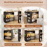 thumbnail of Bartisch ausziehbar 204x39x105 cm mit Stauraum Schiebetüren und LED-Beleuchtung auf Rollen, MDF Stehtisch Kücheninsel, Schwarz