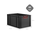 thumbnail of PROREGAL SparSet 5x Eurobox NextGen Color mit Auflagedeckel & Verschlüsse, HxBxT 32x40x60cm, 65L, Schwarz, Griffe rot zu, Eurobehälter