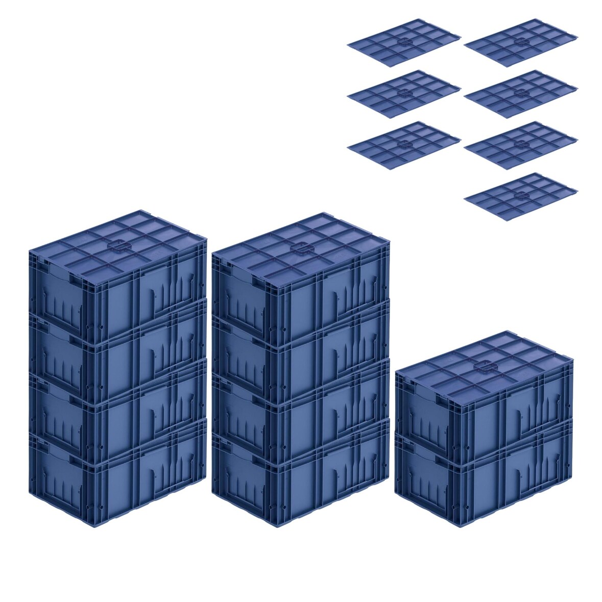 PROREGAL 10x VDA KLT Kleinladungsträger mit Verbundboden & Auflagedeckel | HxBxT 28x40x60cm | 48 Liter | KLT