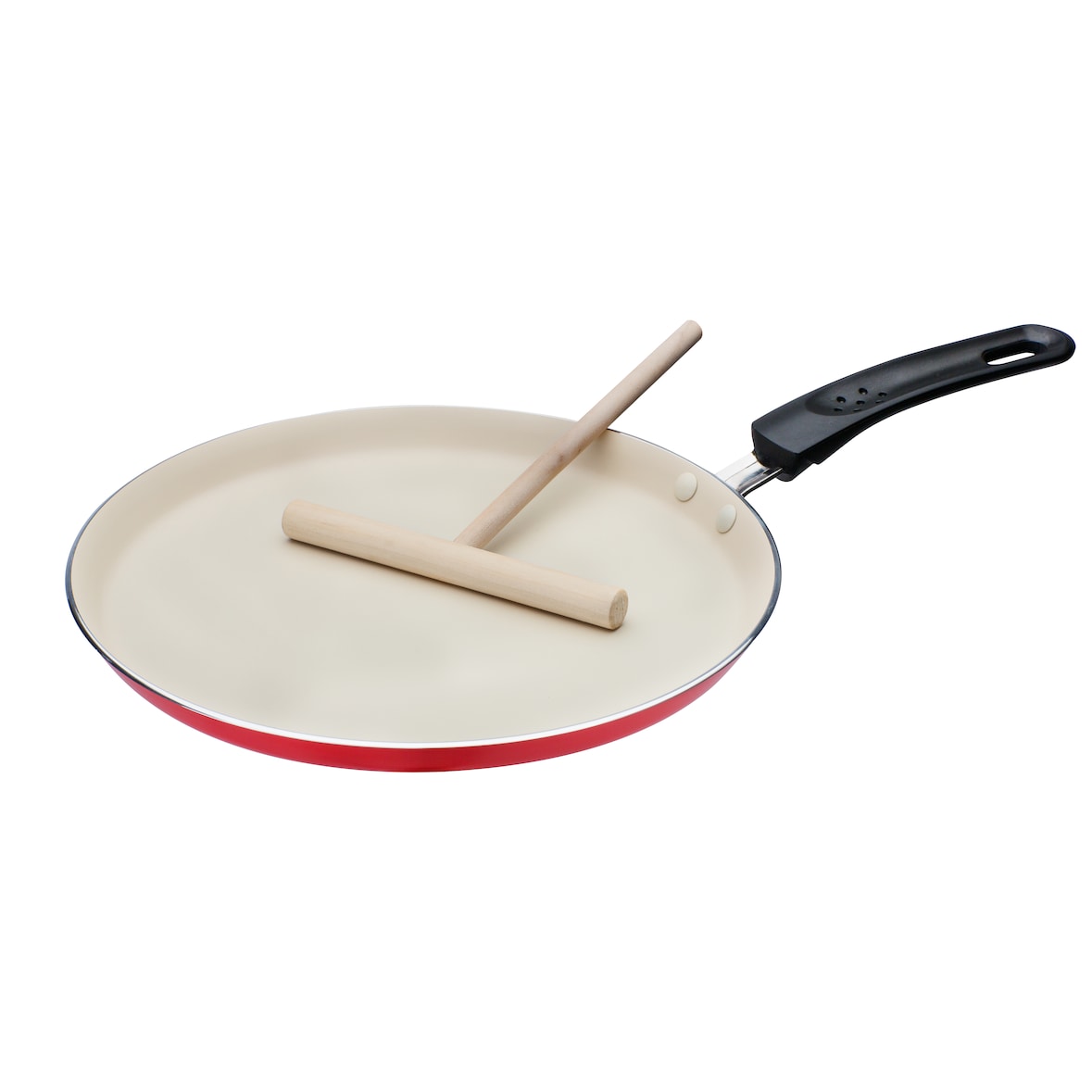 GSW Crepe-Pfanne Induktion 26 x 2,0cm rot/creme mit Teigverteiler