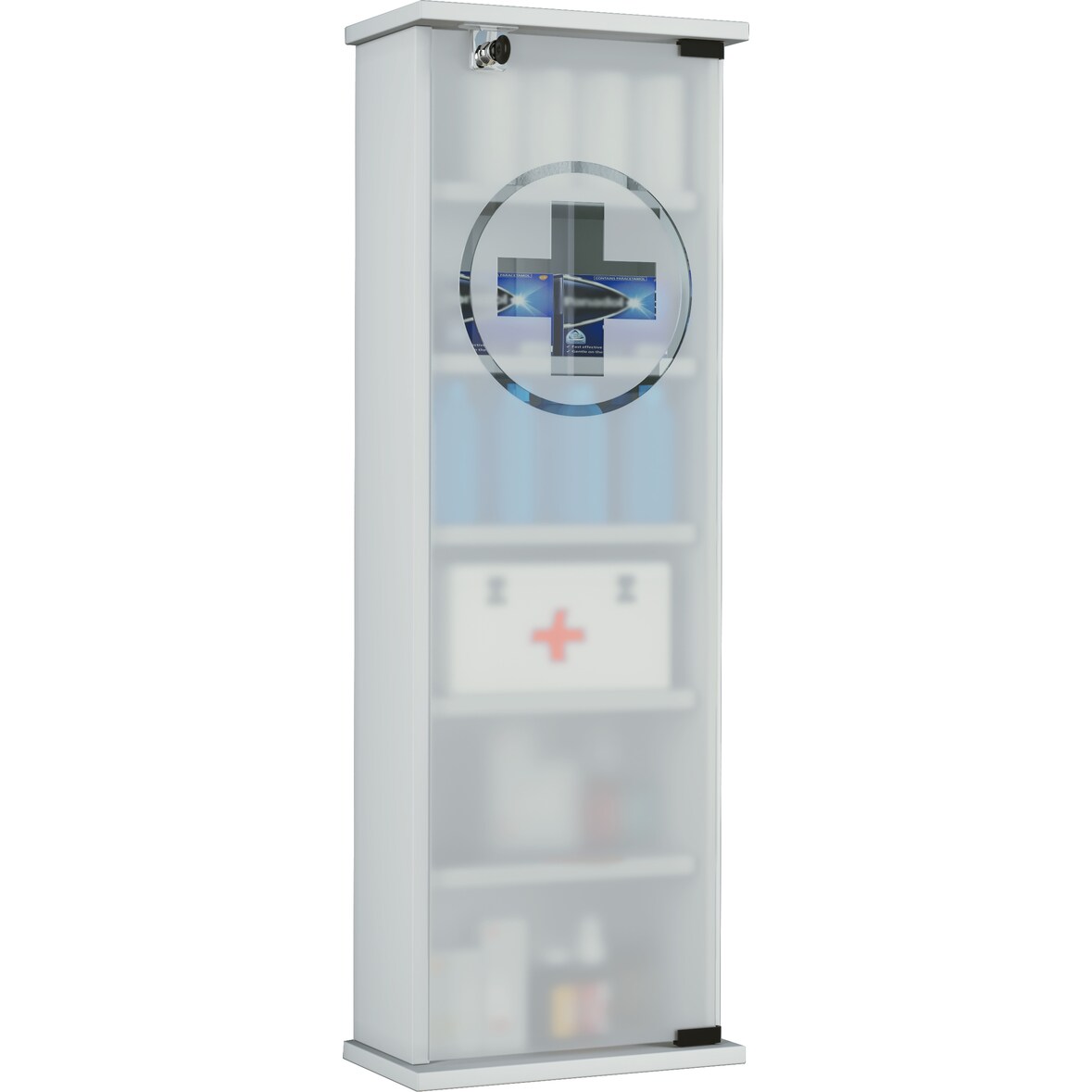 VCM Medizinschrank Gusal Weiß H. 92 x B. 31 x T. 18 cm