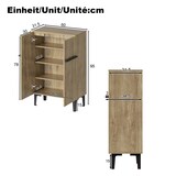 thumbnail of Schuhschrank 60x35x95 cm Holzfarben+Schwarz mit Doppeltüren und verstellbaren Einlegeböden, platzsparender Stauraum für Flur und Eingangsbereich
