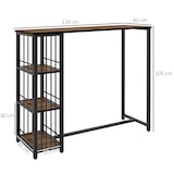 thumbnail of HOMCOM mesa alta cocina con 3 estantes, mesa alta bar rectangular para 2 personas, patas de acero, para salón, comedor, 120x40x105 cm, marrón y negro
