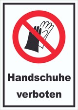 thumbnail of Handschuhe verboten Schild A0 Rückseite selbstklebend
