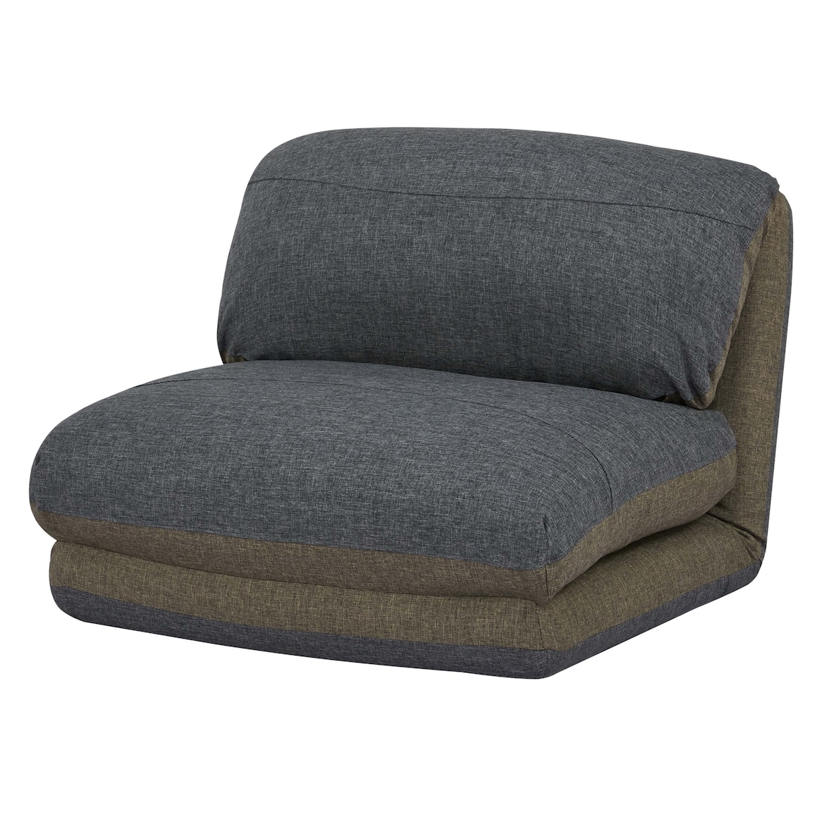Sillón HWC-E68, sofá cama, sillón funcional, sillón plegable, reclinable, tela/textil ~ caqui/gris oscuro