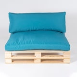 thumbnail of Sofá de paletes com almofadas, pinho novo, Poliéster 180 gr, Cor Turquesa, 120x80x7