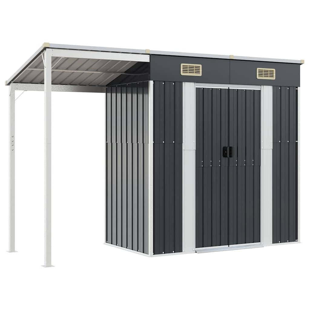 Abri de jardin avec toit prolongé anthracite 277x107x181 cm Modèle AbriTribu 235
