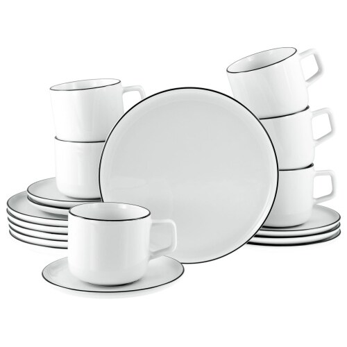 CreaTable Chef Collection Black Line Kaffeeservice 18-tlg Porzellan