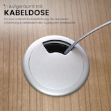 thumbnail of bümö Konferenztisch elektrisch höhenverstellbar 220x103 in grau, Gestell: Silber - elektrischer Besprechungstisch oval mit Memoryfunktion