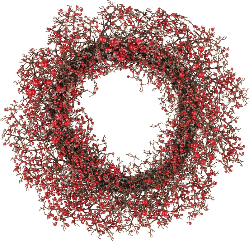 Ein Kranz mit roten Beeren.